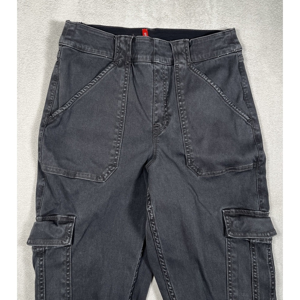 Spanx Cargo Pants Womens L Gray Stretch Twill Ankle Pull On Slim Leg *EUC